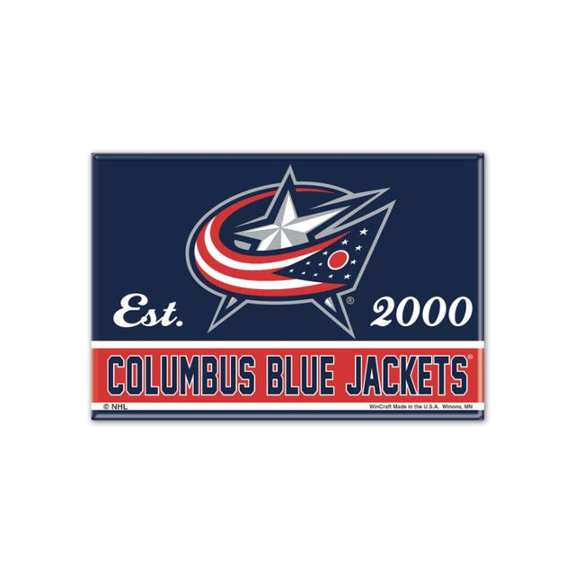 Imán de metal de los Columbus Blue Jackets de 2,5" x 3,5"