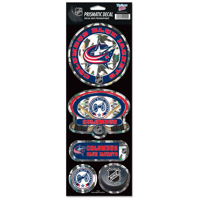 Calcomanía prismática de los Columbus Blue Jackets de 4" x 11"