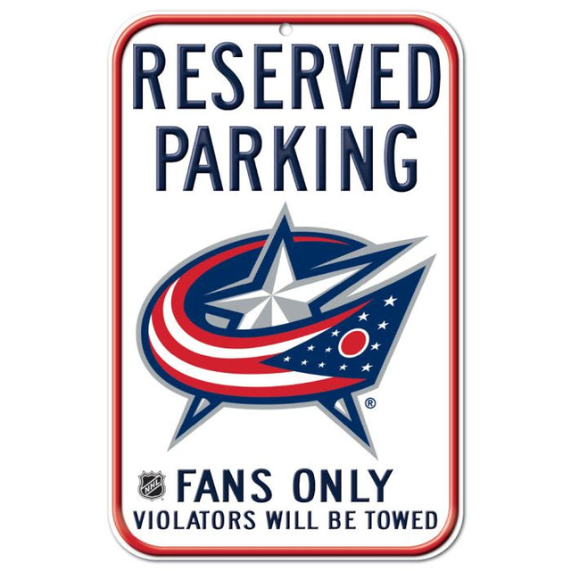 Letrero de plástico de estacionamiento reservado de Columbus Blue Jackets de 11" x 17"