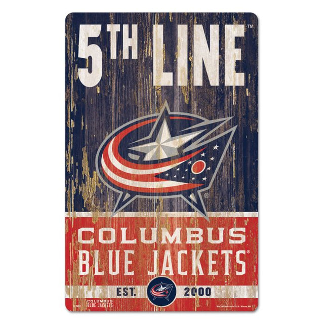 Letrero de madera con el lema de los Columbus Blue Jackets, 11" x 17", 1/4" de grosor