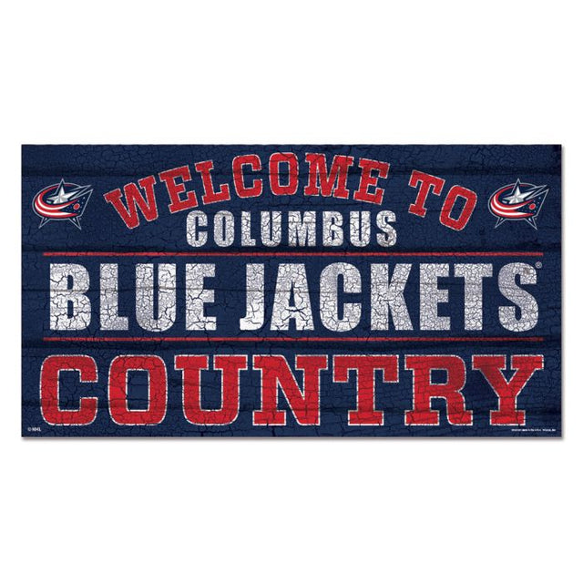 Letrero de madera de los Columbus Blue Jackets, 13" x 24", 1/4" de grosor