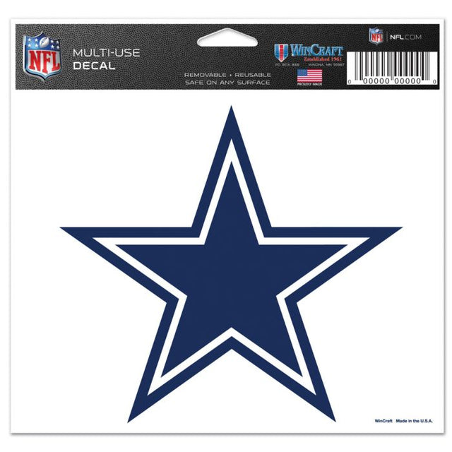 Calcomanía multiusos de segundo diseño de los Dallas Cowboys, fondo transparente, 5" x 6"