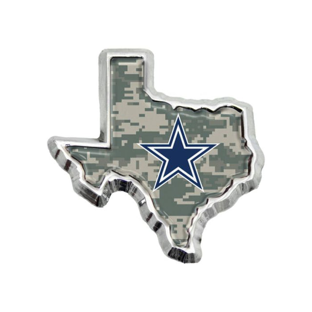 Emblema de metal cromado con forma de cúpula de los Dallas Cowboys CAMO STATE