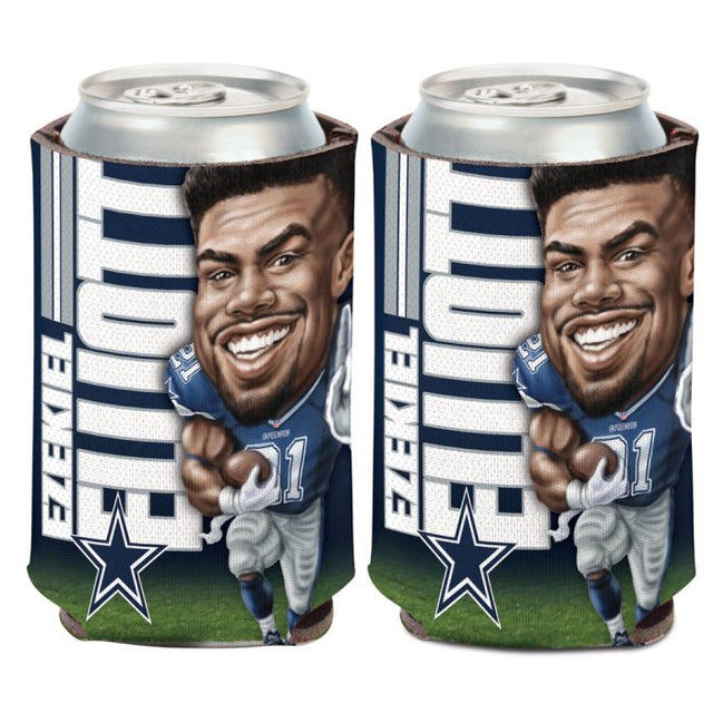 Enfriador de latas con caricatura de los Dallas Cowboys de 12 onzas de Ezekiel Elliott