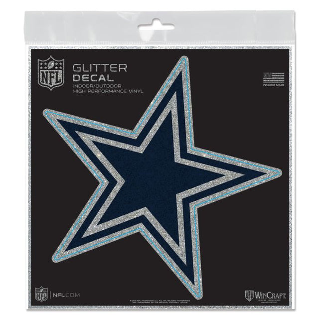 Calcomanía con brillantina de los Dallas Cowboys de 6" x 6"