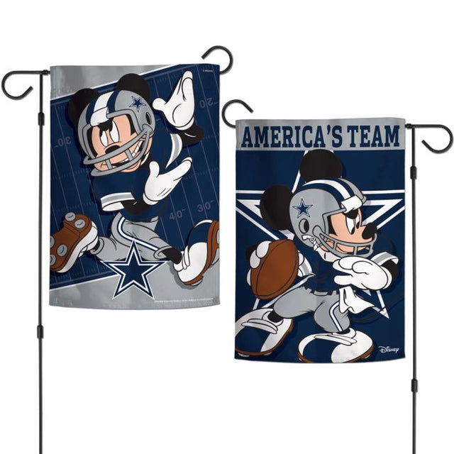 Banderas de jardín de los Dallas Cowboys y Mickey Mouse de Disney, de 2 lados, 12,5" x 18"