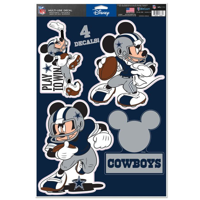 Calcomanía multiusos de los Dallas Cowboys y Mickey Mouse de Disney, 11" x 17"