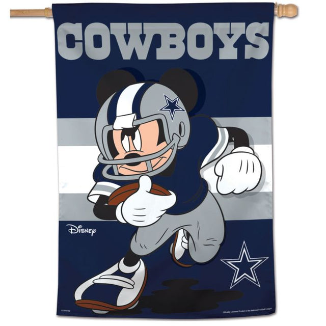 Bandera vertical de los Dallas Cowboys y Mickey Mouse de Disney, 28" x 40"