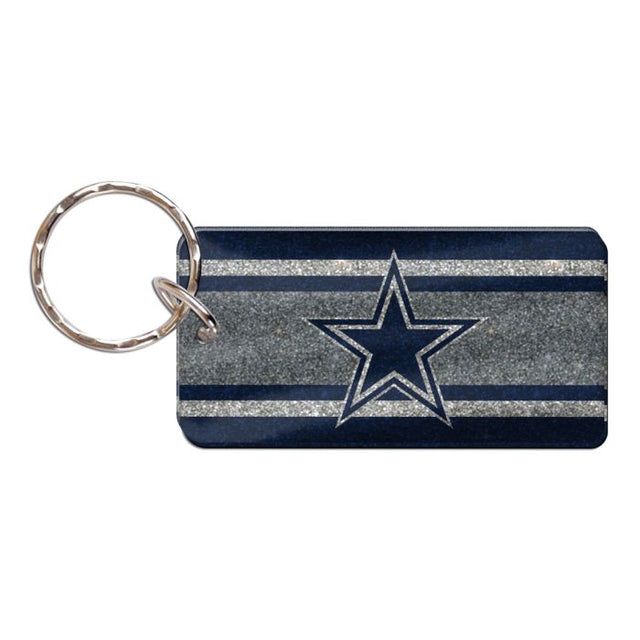 Llavero rectangular con rayas brillantes de los Dallas Cowboys