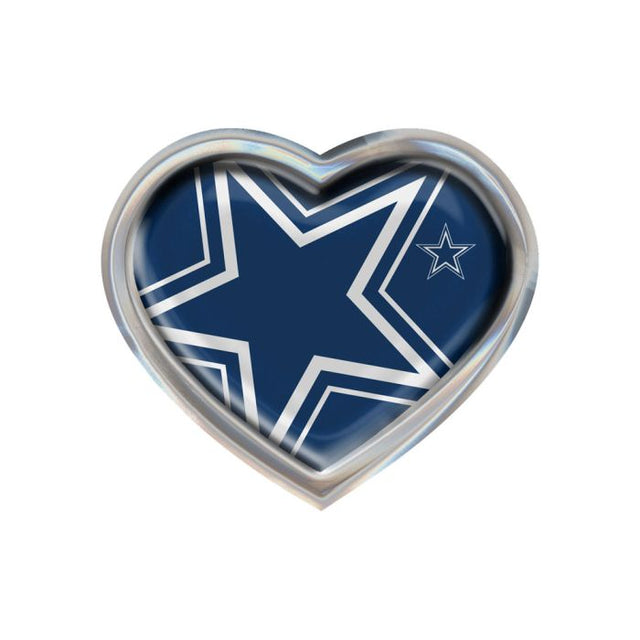 Emblema abovedado de metal cromado MEGA de los Dallas Cowboys con forma de corazón