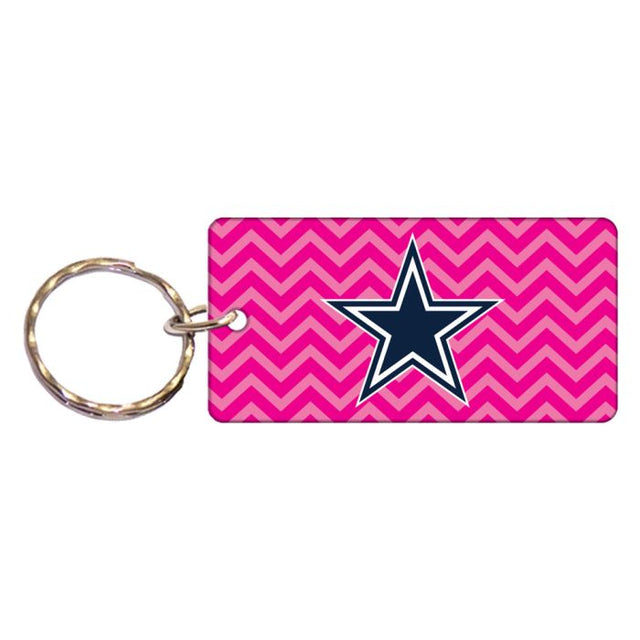 Llavero rectangular con el logo de los Dallas Cowboys en forma de CHEVRON ROSA