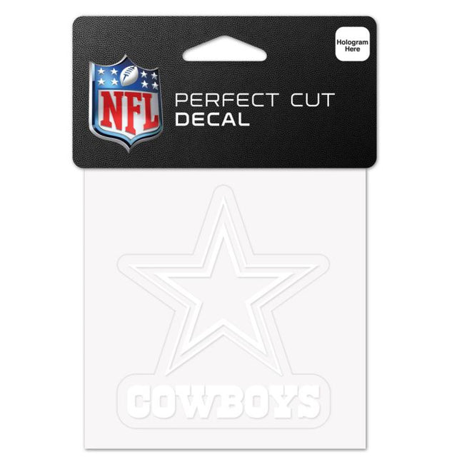 Calcomanía de corte perfecto de los Dallas Cowboys, color blanco, 4" x 4"