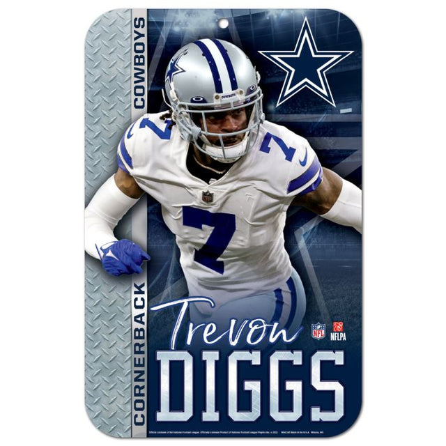 Letrero de plástico de los Dallas Cowboys de 11" x 17" de Trevon Diggs