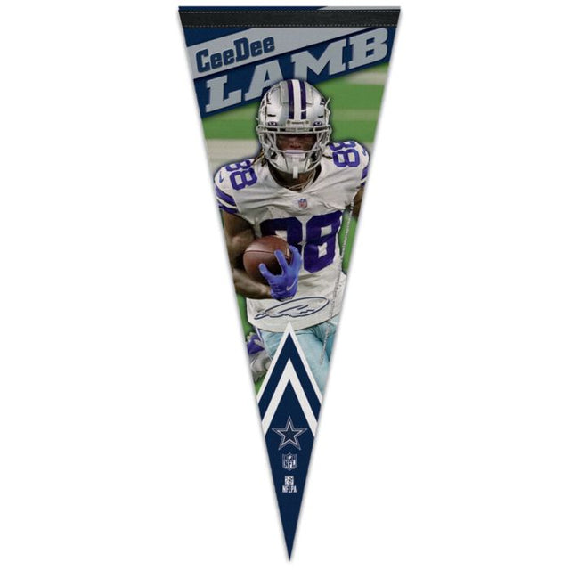 Banderín premium de los Dallas Cowboys de 12" x 30" de CeeDee Lamb