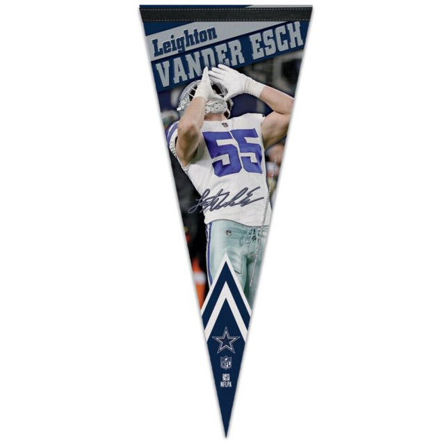 Banderín premium de los Dallas Cowboys de 12" x 30" de Leighton Vander Esch