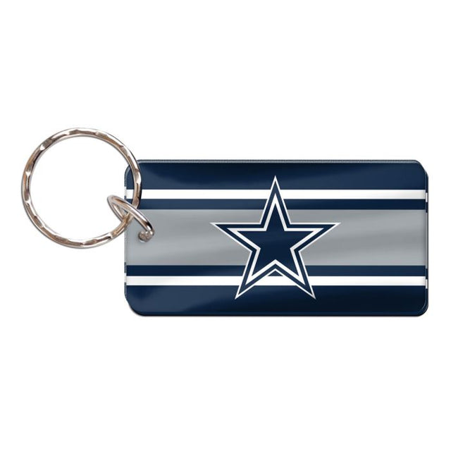 Llavero rectangular con rayas de los Dallas Cowboys