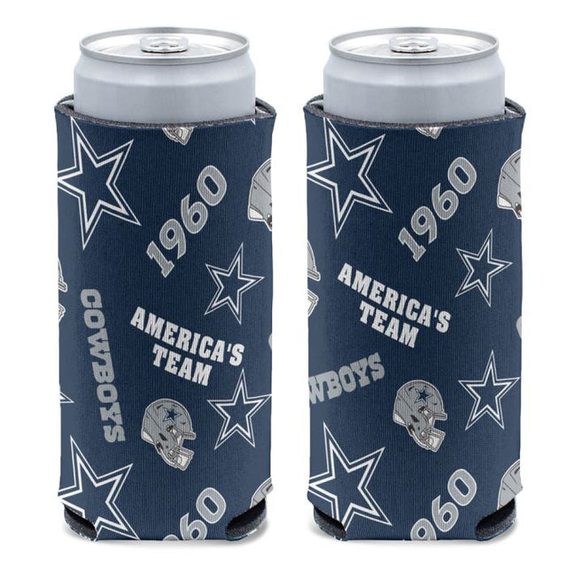 Enfriador de latas delgado de 12 oz con estampado disperso de los Dallas Cowboys