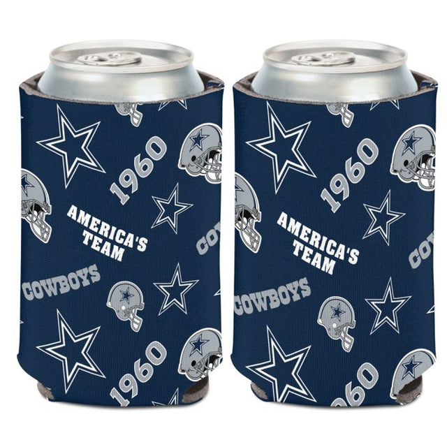 Enfriador de lata con estampado disperso de los Dallas Cowboys, 12 oz.