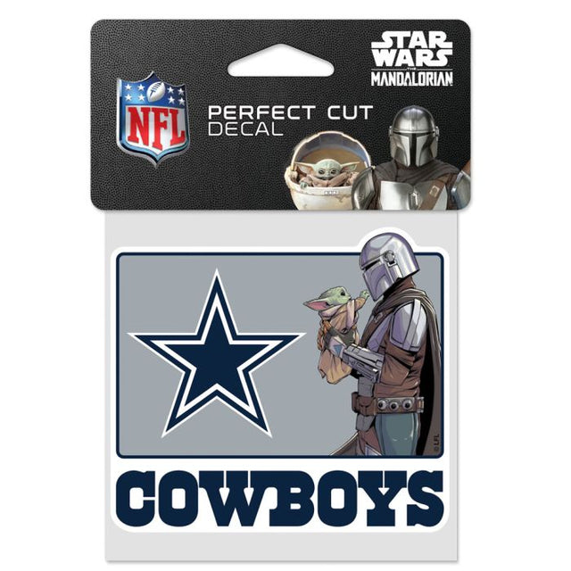 Calcomanía de color de corte perfecto de los Dallas Cowboys/Star Wars Mandalorian de 4" x 4"