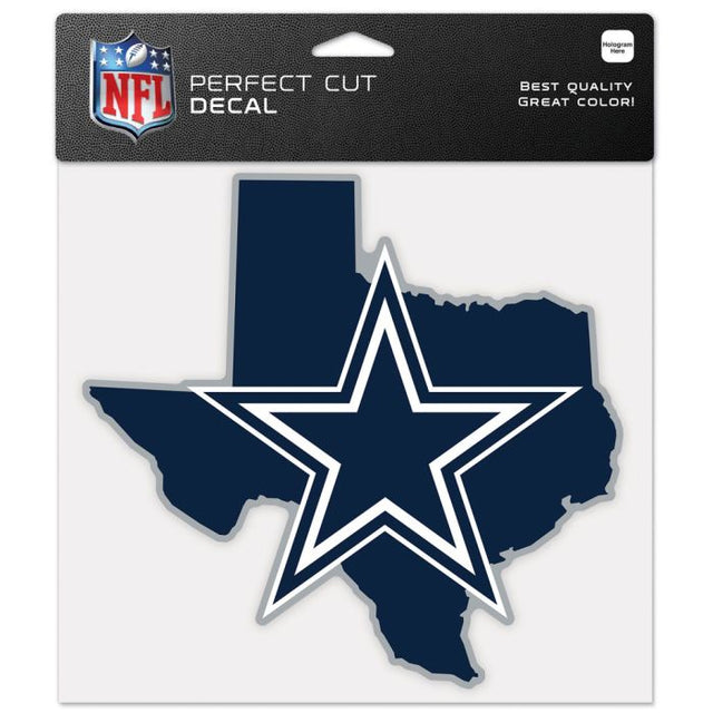 Calcomanía de color con corte perfecto y forma del estado de los Dallas Cowboys, 8" x 8"