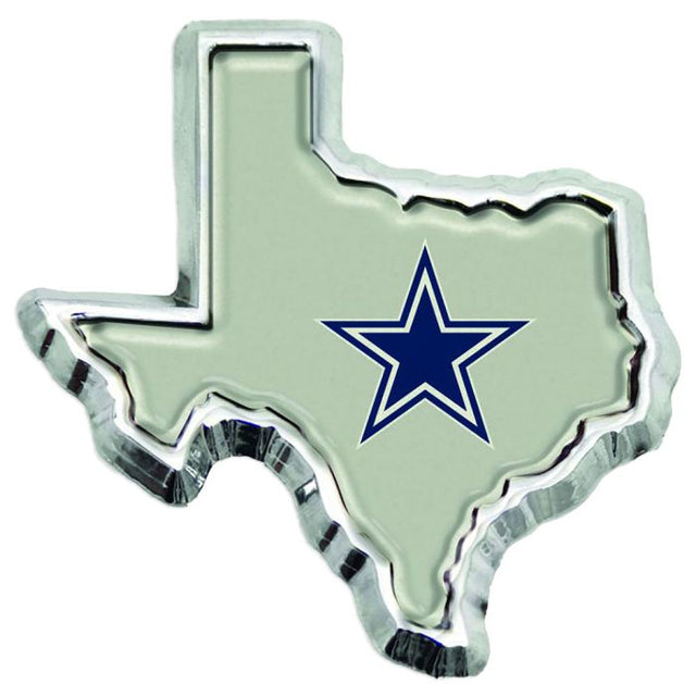 Emblema de metal cromado abovedado de los Dallas Cowboys TEXAS