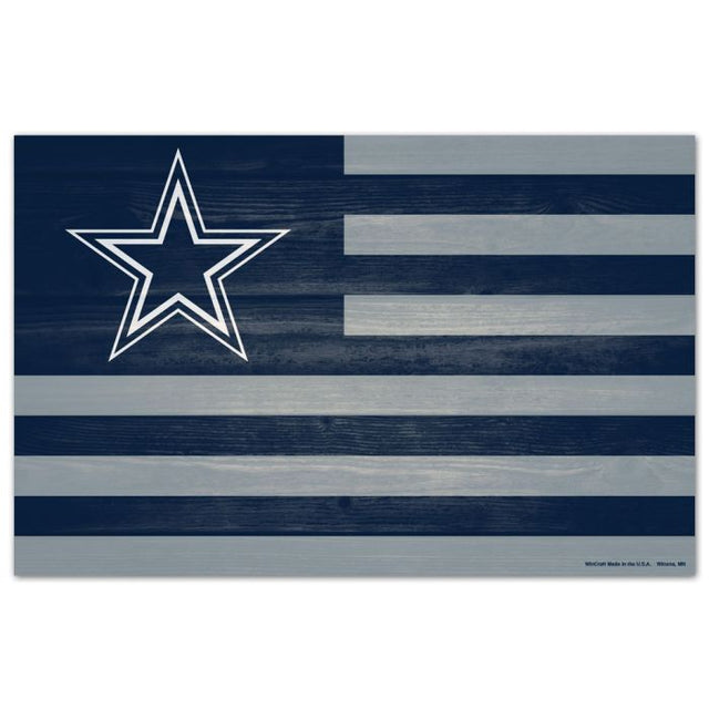 Letrero de madera de los Dallas Cowboys de 11" x 17" y 1/4" de grosor