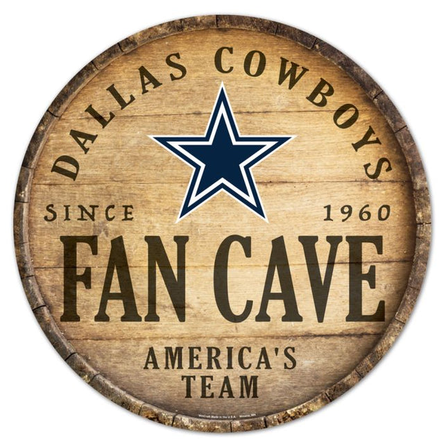 Letrero de madera de los Dallas Cowboys de 14" de diámetro