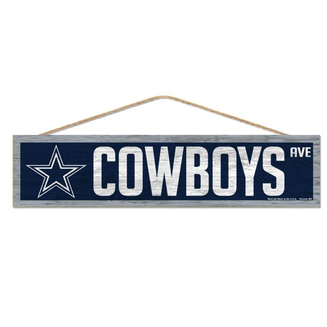 Letrero de madera de los Dallas Cowboys con cuerda de 4" x 17"