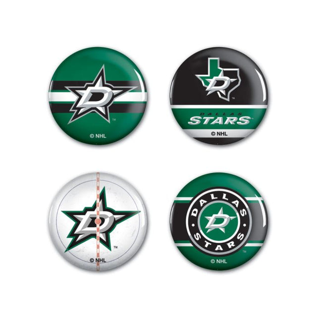 Paquete de 4 botones de Dallas Stars de 1 1/4" de diámetro