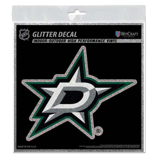 Calcomanía con brillantina de los Dallas Stars de 6" x 6"