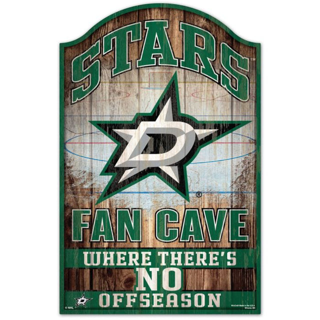 Letrero de madera para cueva de fanáticos de los Dallas Stars, 11" x 17", 1/4" de grosor