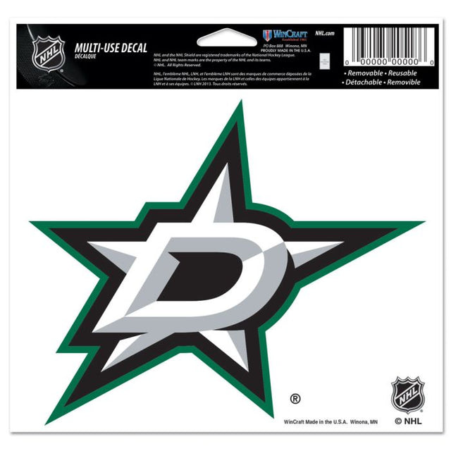 Calcomanía multiusos de los Dallas Stars, fondo transparente, 5" x 6"