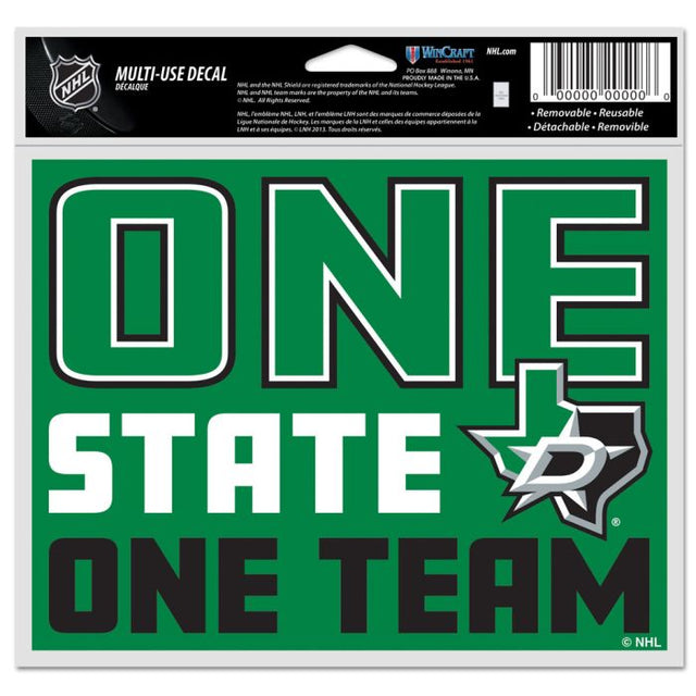 Dallas Stars Multi-Use Decal -Clear Bckrgd 5" x 6"