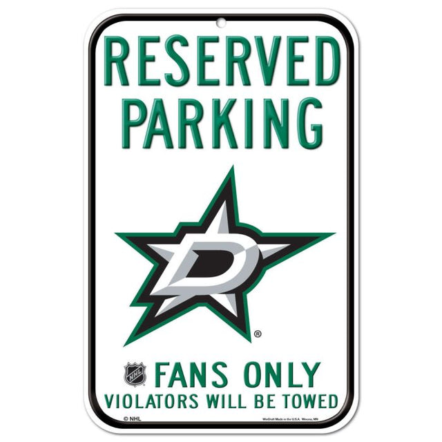 Letrero de plástico de estacionamiento reservado de los Dallas Stars de 11" x 17"