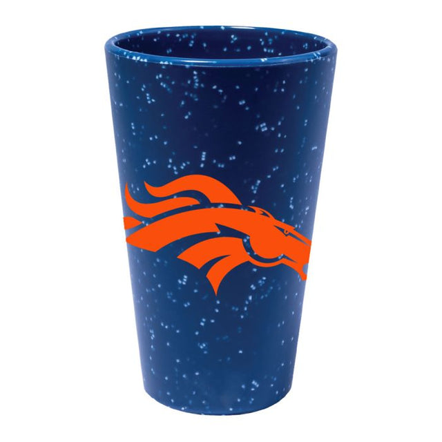 Vaso de pinta de silicona de 16 oz con diseño de los Denver Broncos Blue Speckle