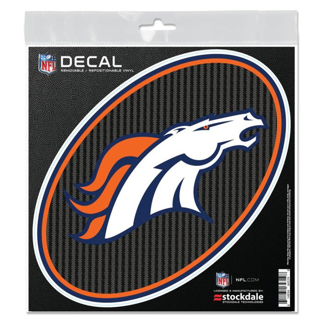 Calcomanía para todo tipo de superficies de los Denver Broncos en CARBONO, 6" x 6"