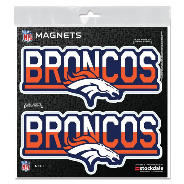 Imanes para exteriores COLOR DUO de los Denver Broncos, 6" x 6"