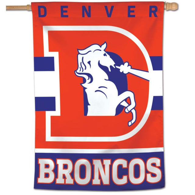 Bandera vertical retro con el logotipo clásico de los Denver Broncos, 28" x 40"