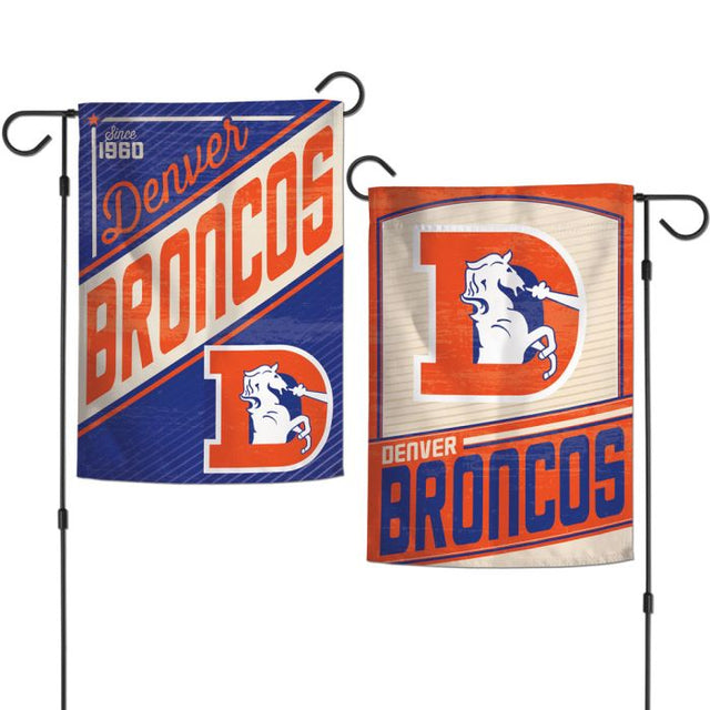 Banderas retro para jardín con logotipo clásico de los Denver Broncos, de 2 lados, 12,5" x 18"