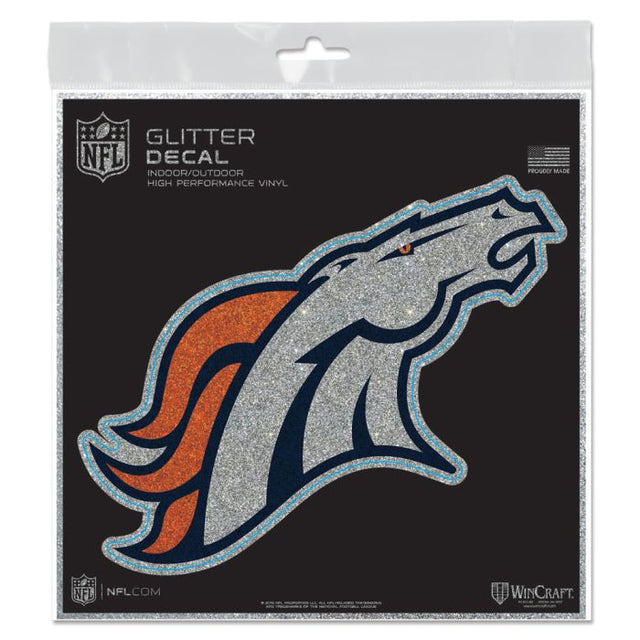 Calcomanía con purpurina de los Denver Broncos de 6" x 6"