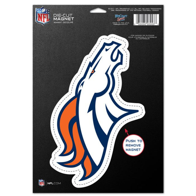 Imán troquelado con el logotipo de los Denver Broncos, 6,25" x 9"