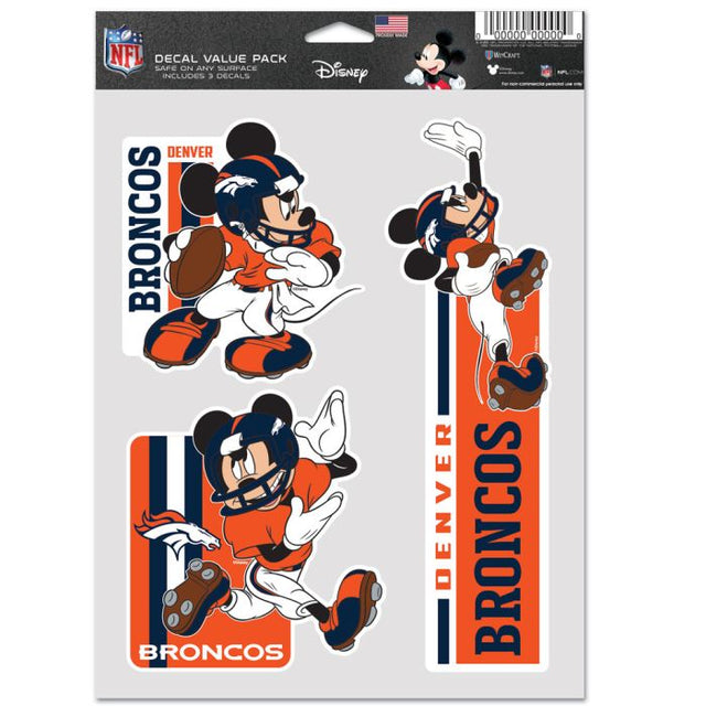 Paquete de 3 ventiladores multiusos de los Denver Broncos y Mickey Mouse de Disney