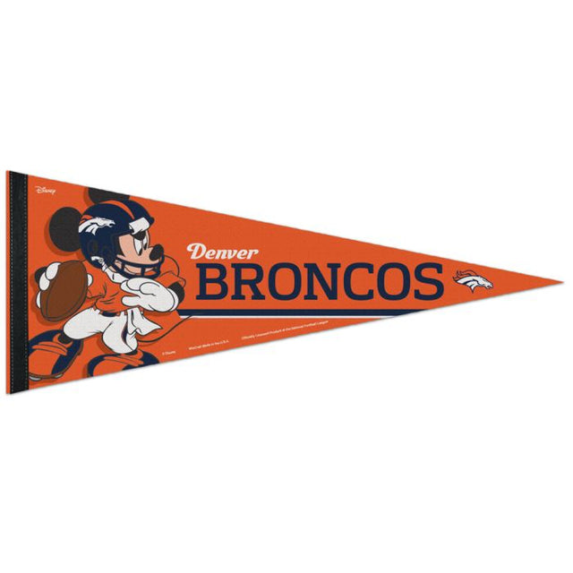 Banderín premium de los Denver Broncos / Disney Mickey Mouse de 12" x 30"