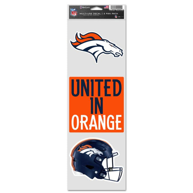 Calcomanías para fanáticos de los Denver Broncos de 3,75" x 12"