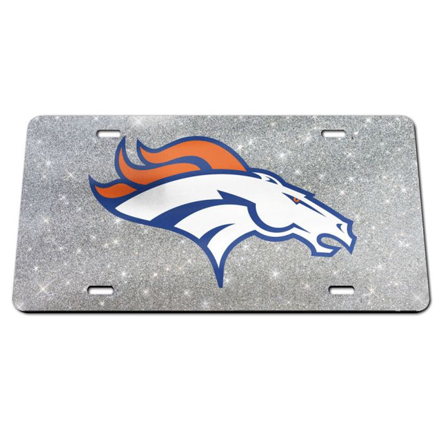 Placa de matrícula especial de acrílico con fondo brillante de los Denver Broncos