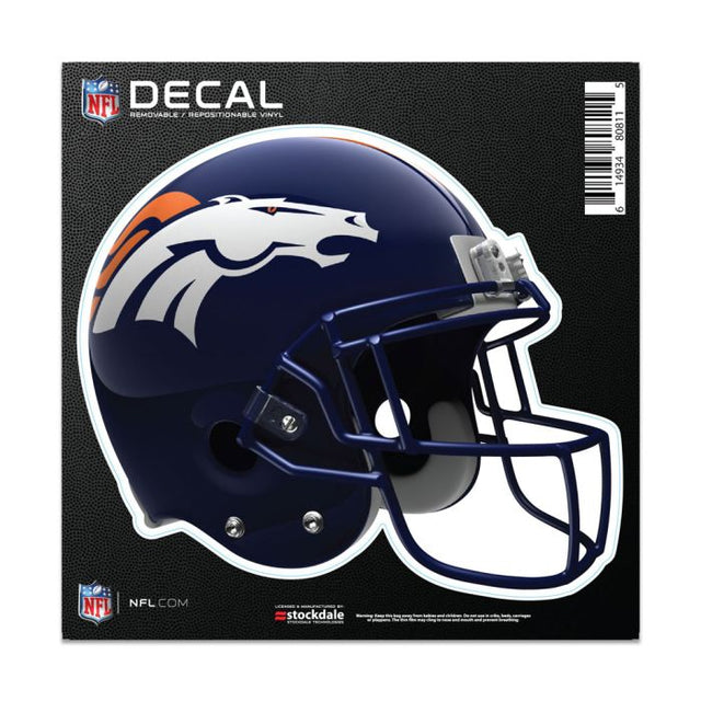 Calcomanía para todo tipo de superficies de los Denver Broncos HELMET de 6" x 6"