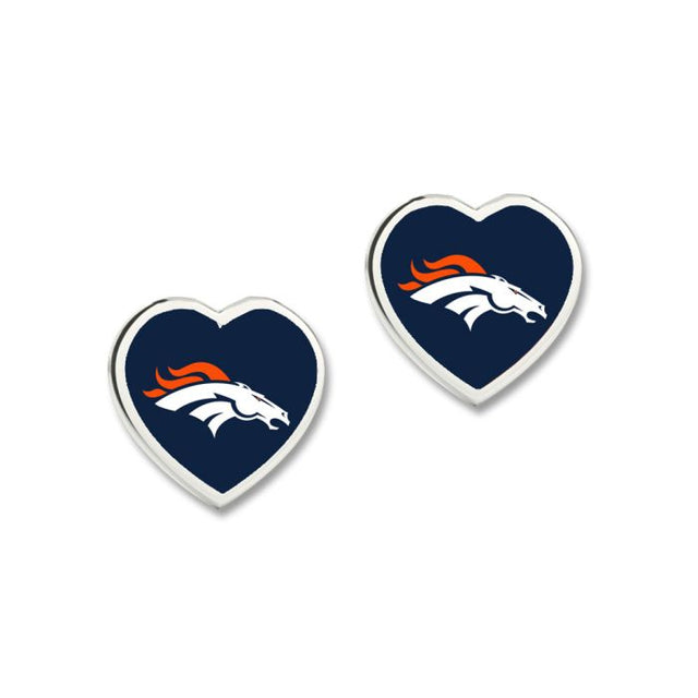 Denver Broncos Heart Post Earrings w/3D Heart