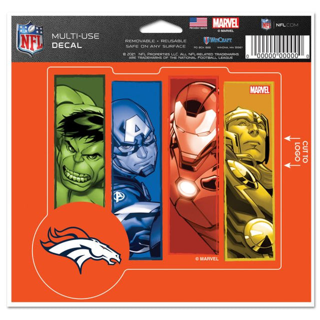 Calcomanía multiusos de Marvel de los Denver Broncos/Marvel (C) 2021: corte con el logotipo de 5" x 6"