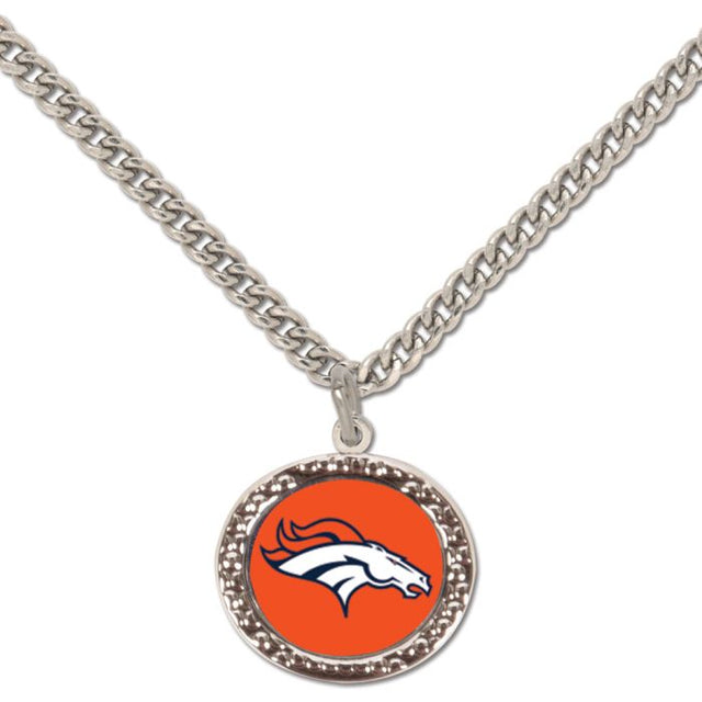 Collar con dije de los Denver Broncos y tarjeta de joyería