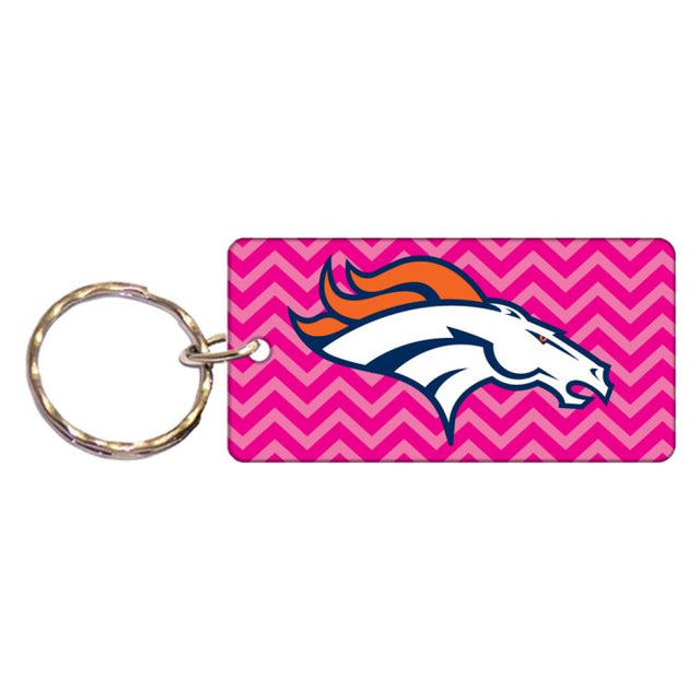 Llavero rectangular con el logo de los Denver Broncos en forma de CHEVRON ROSA